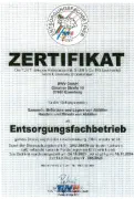 Entsorgungsfachbetriebszertifikat