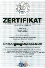 Entsorgungsfachbetriebszertifikat